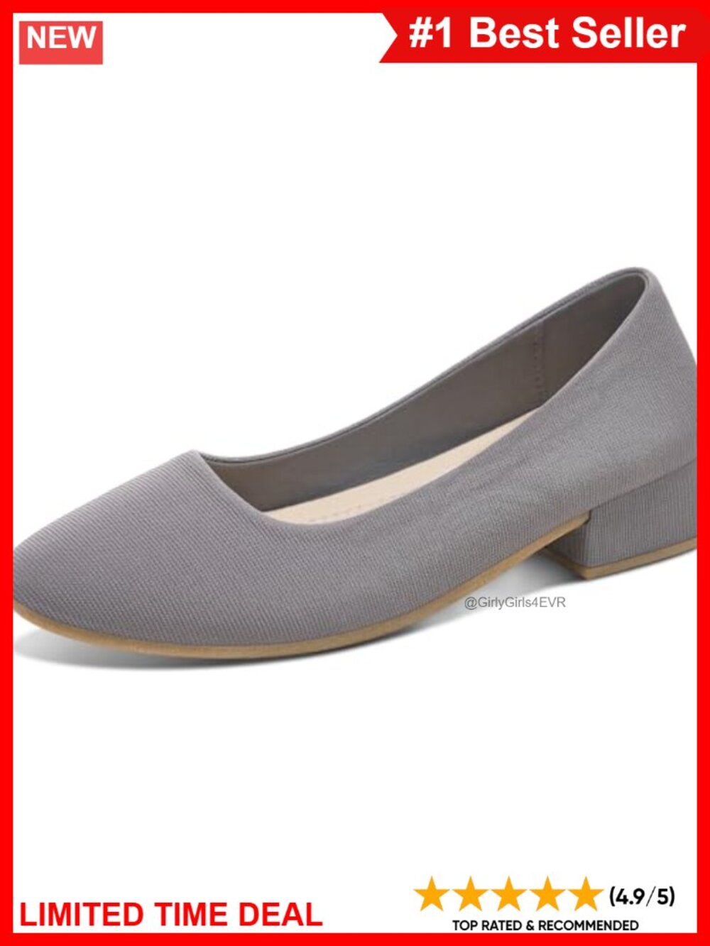 Low Block Chunky Heel Closed Round Toe Office Pumps